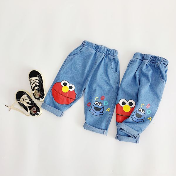 

clothing baby jeans wear children's children's boy boy cartoon letter smile jeans children all-match pants n567, Blue
