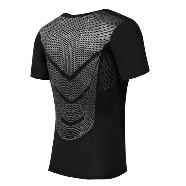 

2020 men workout gym fitness tee sport run yoga train male quick dry compression exercise muslce bodybuilding t shirt e2, Black;blue