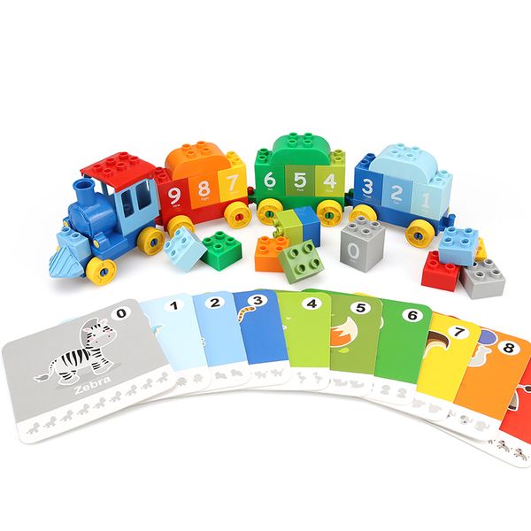 

big particles blocks digital train and card puzzle assembled toy boy and girl 31pcs &10card