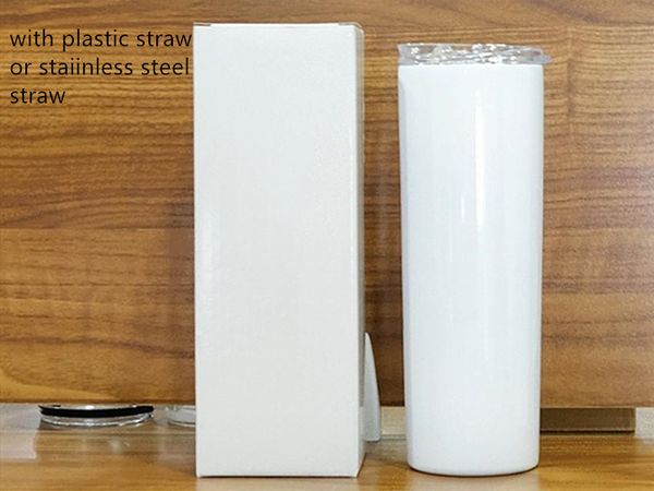 

20oz sublimation skinny tumbler stainless steel coffee mug insulated wine tumbler with straws vaccum mug diy tumblers a03