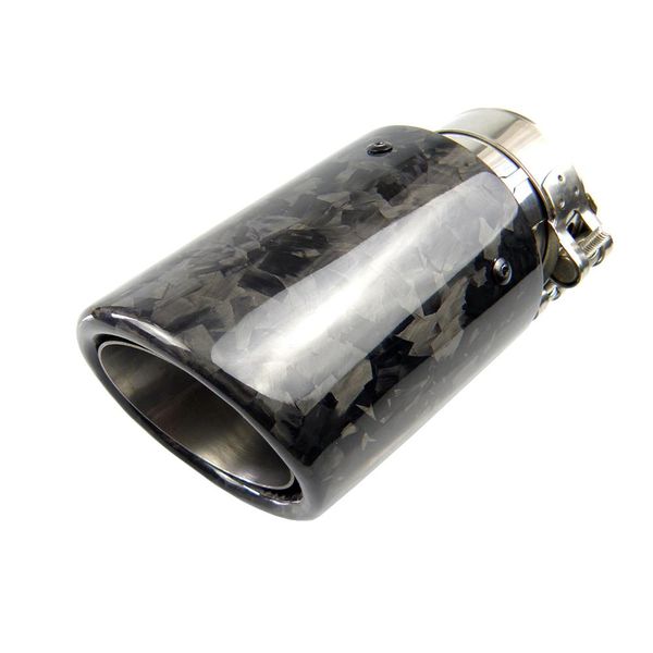 

1pcs car universal curly edge glossy forged carbon fiber exhaust muffler tip exhaust end pipe tail pipe tip without logo