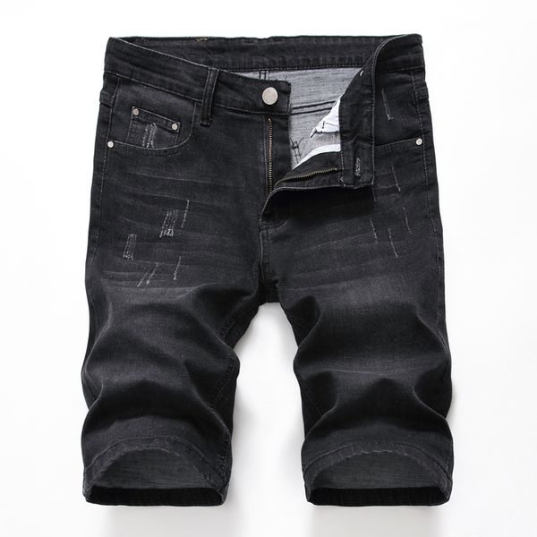 

2020 summer new men's ripped short biker jeans fashion black gray denim shorts male brand clothes, White;black