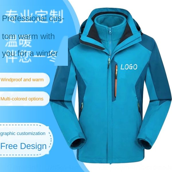 

new warm jacket customized athlete mountaineering warm clothes diy work clothes clothing ski clothing company group work coat diy, Blue;black