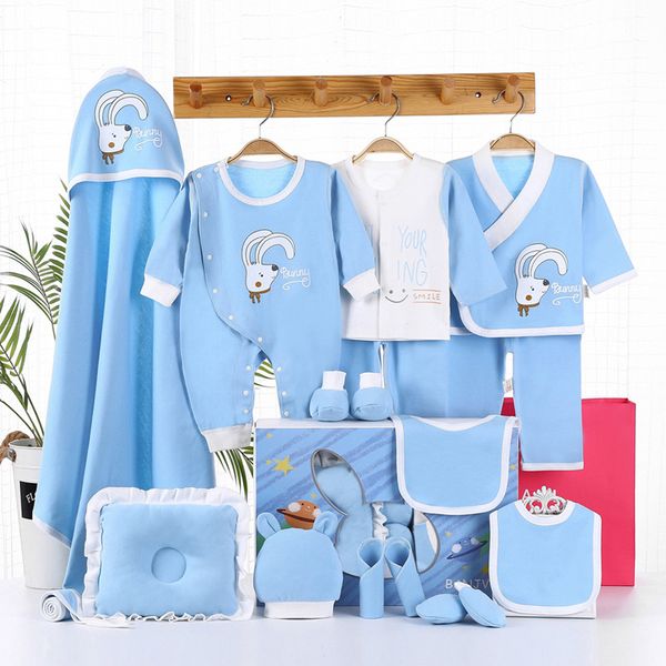 

17 pieces newborn baby clothing set 2020 spring new infant 100% cotton underwear suit toddler gift set high quality, White