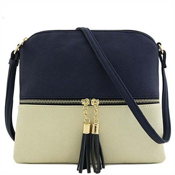 

women small handbag leather tassel crossbody bag hit color shoulder bags 2020 new plain fashion double zipper messenger flap bag
