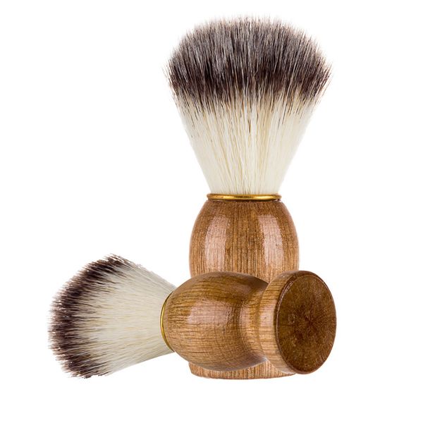 

11x3.5cm customized logo борода бритье кисть парикмахер бритва борода щетка с деревянной ручкой нейлоновой щетиной мужских лиц для очистки к