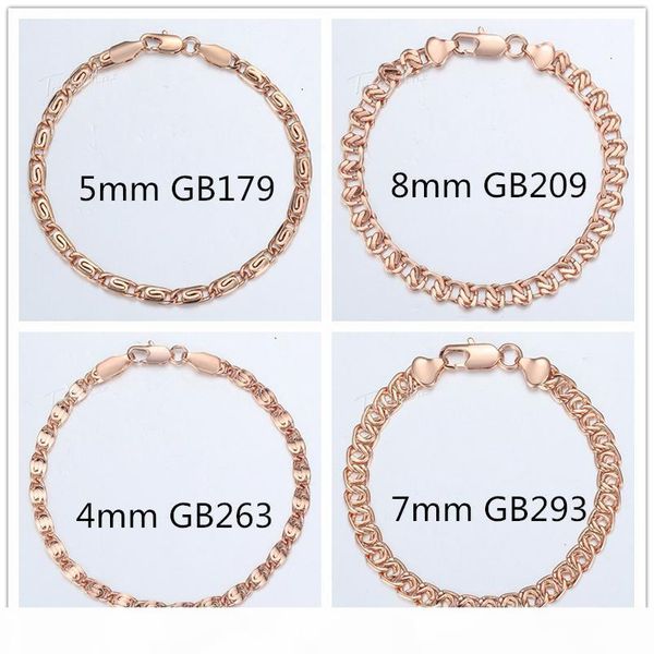 

3 4 5 6 7 8 14mm wide 585 rose gold filled bracelet for women chain snail curb braided foxtail link 18 20cm women jewelry gbm01, Silver