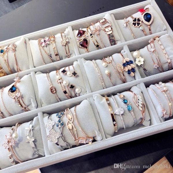 

gold plated bracelet hand multi layers zircon metal bracelet with rhinestones rose alloy bangle fashion women jewelry wholesale random deliv, Black