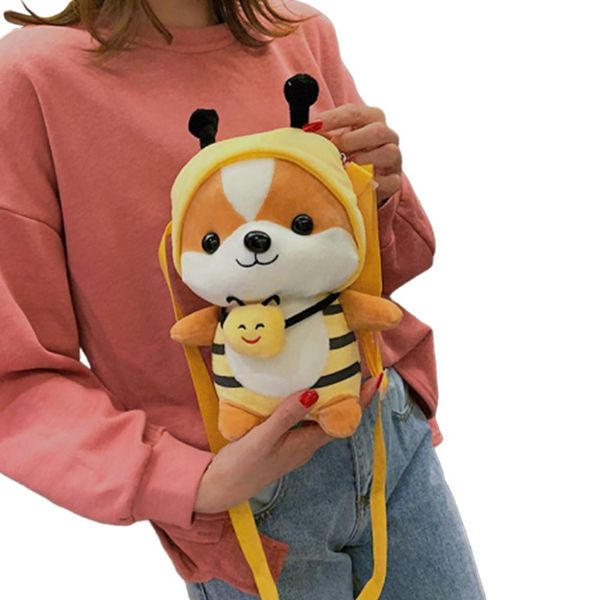 

women girls cute cartoon dog shape all match single shoulder bag satchel