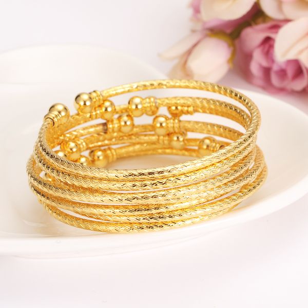 

6pcs 24k gold africa jewelry ethiopian bangle&bracelet dubai bangle for women gifts kids bangle diy charms birthday gifts, Black