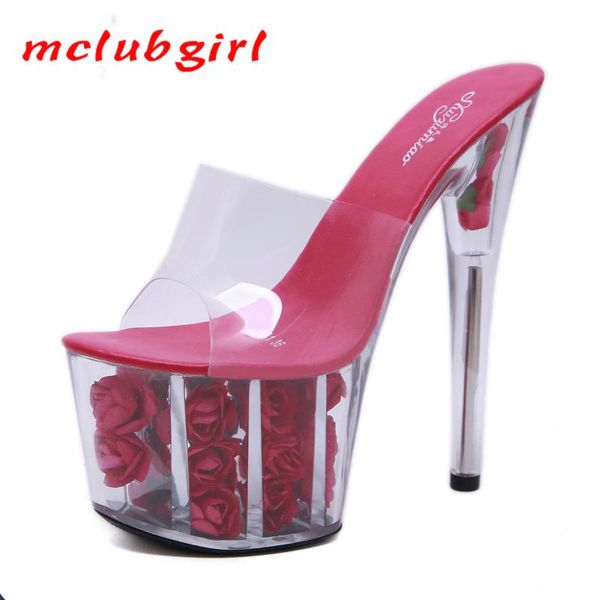 

mclubgirl 2020 summer super high heels 17cm stiletto platform sandals women's transparent crystal shoes wedding shoes lfd, Black