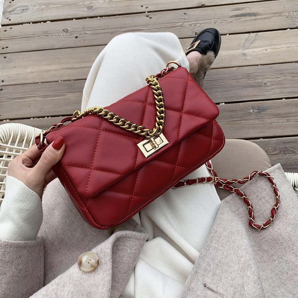 

fashion shoulder messenger bag 2020 new female bag tide korean version retro wild chain small square