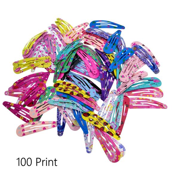 

100 pcs/lot 2 inch foral cartoon print barrettes for girls' hair clips kids hairpin hair accessories pc016 y200710, Slivery;white