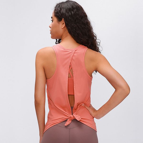 

gym clothing 2021 women soft nylon plain sport fitness tank loose fit running workout vest back open training yoga clothes 188, White;black