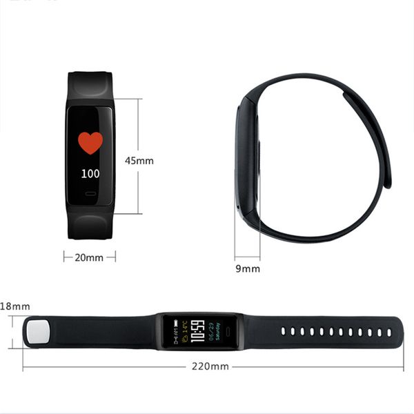 Pressão C7S inteligente pulseira relógio de Fitness Rastreador Sangue Heart Rate Monitor relógio inteligente impermeável Tela Relógio de pulso para o iPhone iOS Android