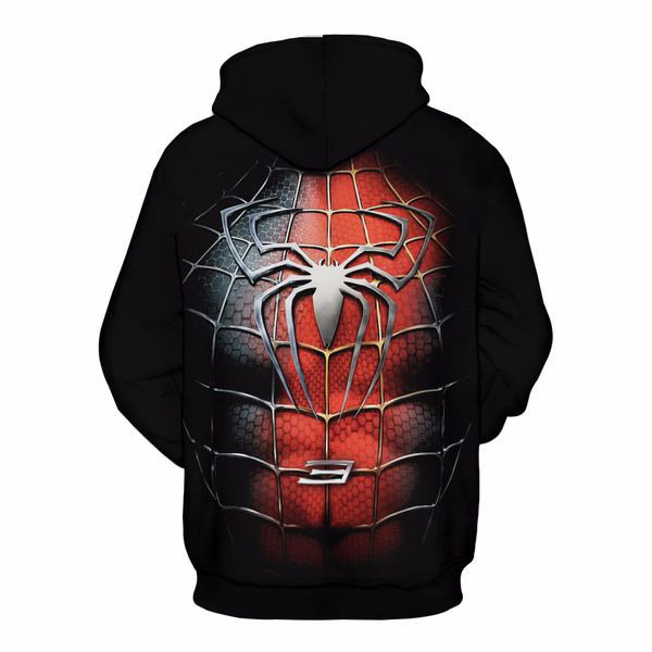 

factory wholesale men and women couple hooded sweater spider man 3d printing european and american cool clothing factory wholesale, Black