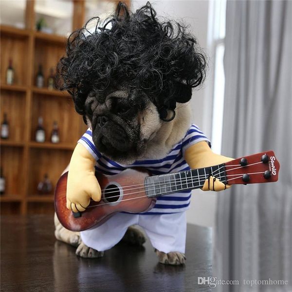 

dogs play guitar funny clothes halloween cosplay rock apparel christmas party novelty pet dog cat guitarist clothing ing