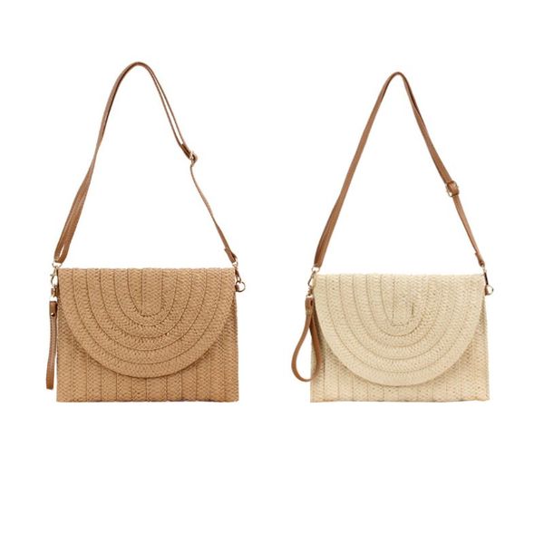 

women straw handbag clutch shoulder bag lady crossbody envelope satchel purse 517d