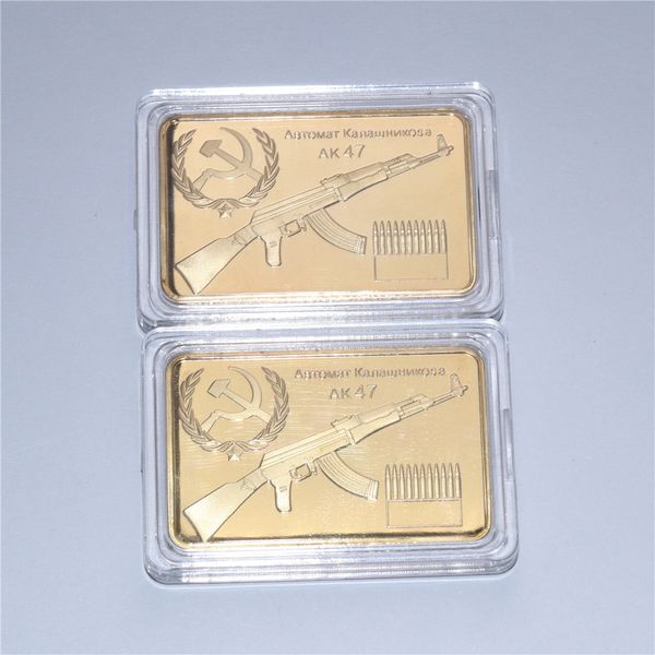 

cccp russian 1947 kalashnikov rifle art bar 1 troy ounce ak 47 gold bullion bar