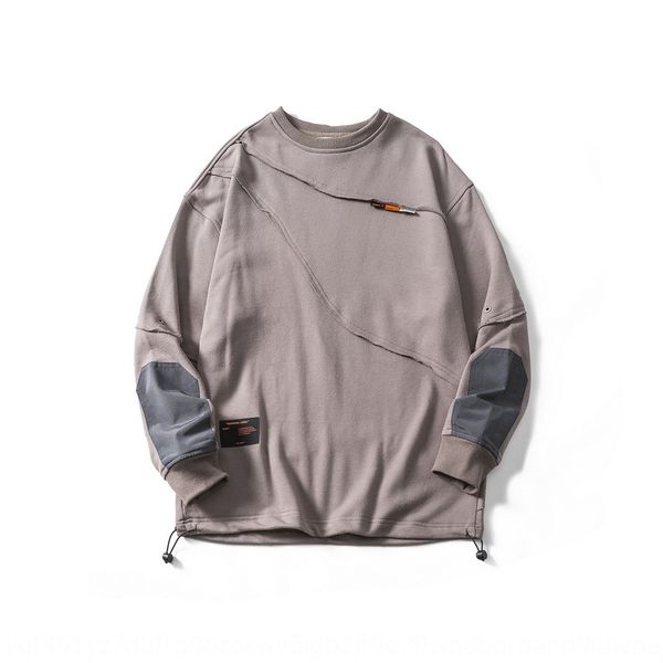 

qzuqp dajan season round neck sweater men's terry all-match loose patch long sleeve couple fashion brand wool ring wool ring cotton coa, Black