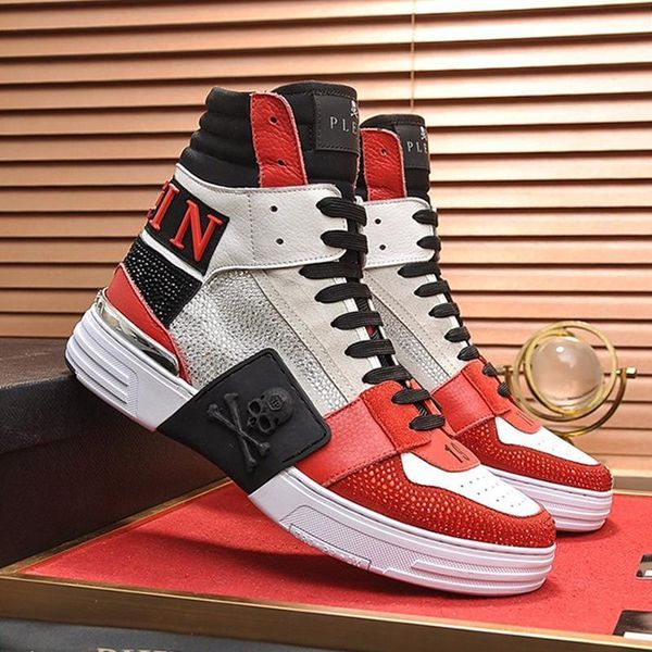 

new phantom kick $hi -crystal sneakers mens shoes lightweight fashion shoes vintage lace -up sports luxury men boots chaussures pour hom, Black