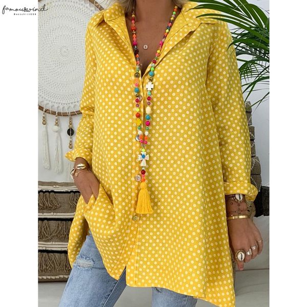 

new women boho dot long blouses summer long sleeve loose blouses lady fashion casual shirts blusas mujer de moda 2020, White