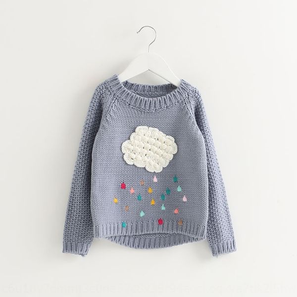

new autumn 2019 children's clothing style thick children's clothing sweater needle cartoon color raindrop knitted sweater, Blue