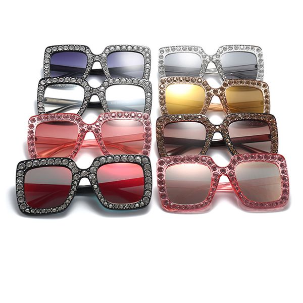 

oversized square sunglasses women fashion gradient lens sun glasses for women brand black green red shades, White;black