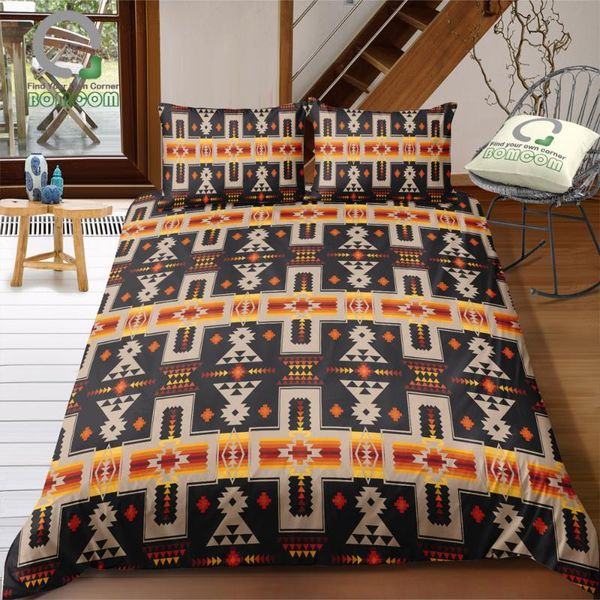

bomcom digital printing bedding set aztec pattern brown orange duvet cover 100% microfiber