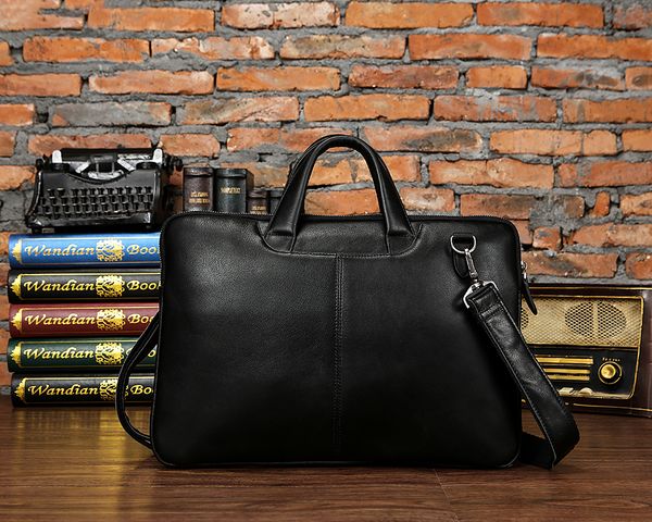 

summer 2020 leather one shoulder messenger bag men's horizontal men's solid color business lapleather computer briefcase