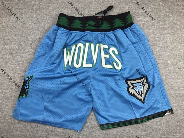 

retro minnesotatimberwolves just don basketball shorts towns wiggins stitched pocket throwback blue sweatpants s-xxl, Black;red