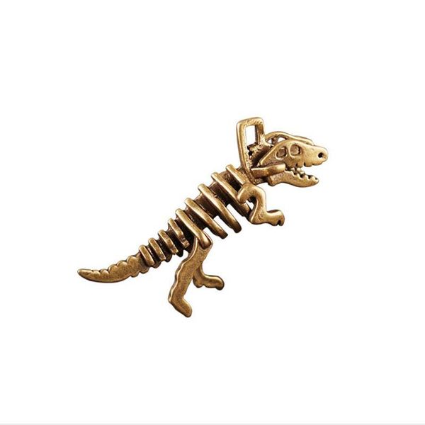 

3d dinosaur skeletons keychain pendant bronze medallion key gift copper key chain for women bag charm ring jewelry, Silver