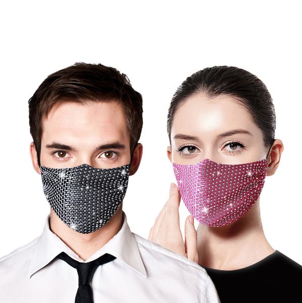 

designer mask diamond decoration reusable breathable bling face mask for party summer sunscreen protection thin section mask