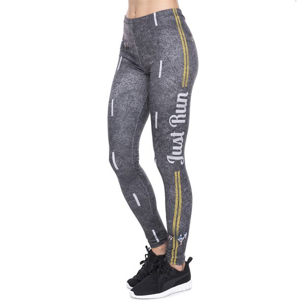 

new leggins mujer road printing formal legging ankle-length feminina leggins fitness woman pants workout leggings, Black