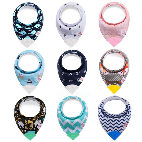 

hair accessories baby bibs with teether stuff triangle bib silicone scarf cotton drooling towel burp cloth infant feeding, Slivery;white