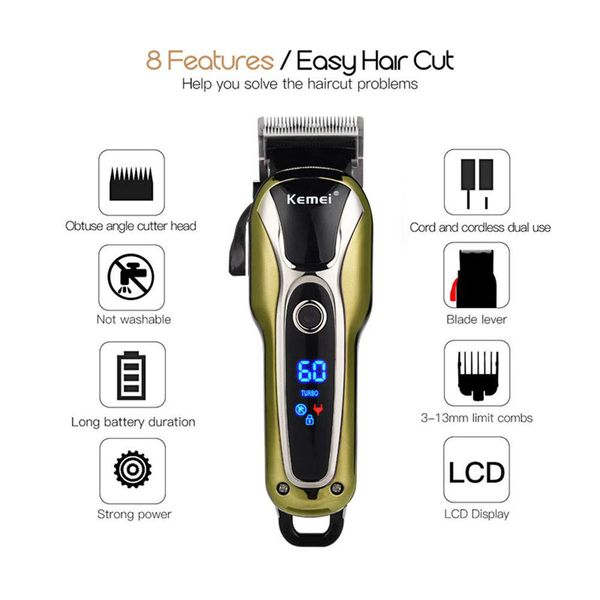 

grooming 1990 powerful professional tools clipper electric trimmer haircut hair cutting clippers kemei styling cordless machine wgqws