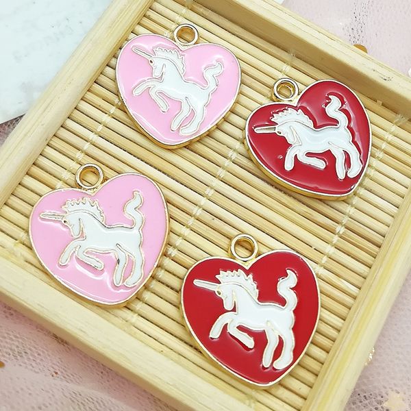 

unicorn diy pendant diy accessories k gold dripping alloy pendant love-shaped earrings accessories cute cartoon, Silver
