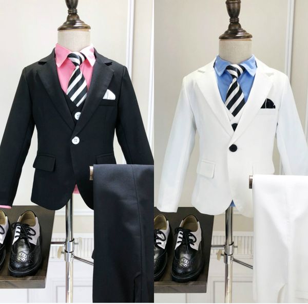 

kids suit custom made children clothing for wedding one button notched lapel boys formal wear tuxedos suits three piece, Black;gray