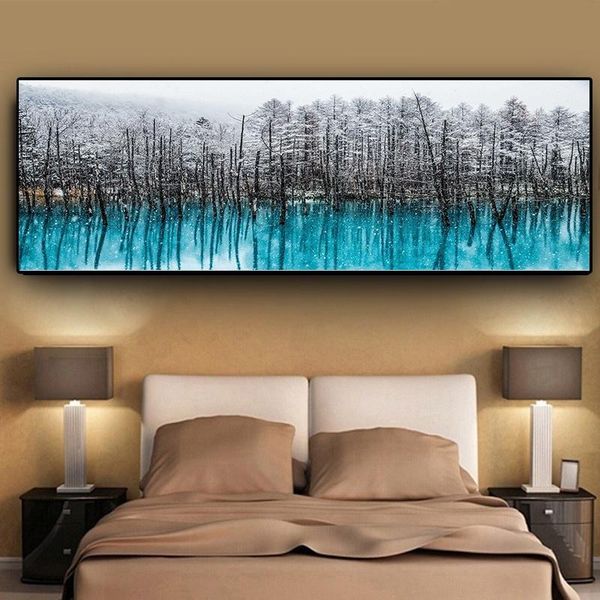 

nordic snow forest landscape oil painting on canvas posters and prints abstract wall art picture for living room scandinavian home decor