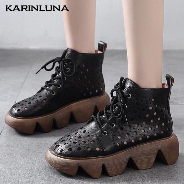 

dress shoes karin large sizes 43 fashion platform hollow out shoelaces gladiator summer woman ankle boots, Black