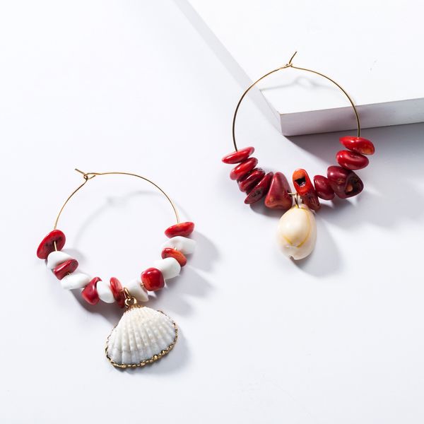 

exaggerated shell earrings circle turquoise earrings female temperament bohemian national style ear accessories, Golden