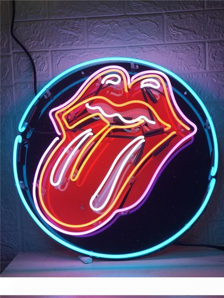 

tongue tn002 neon sign handicraft light beer bar pub real glass tube logo advertisement display neon signs 17" 19" 24