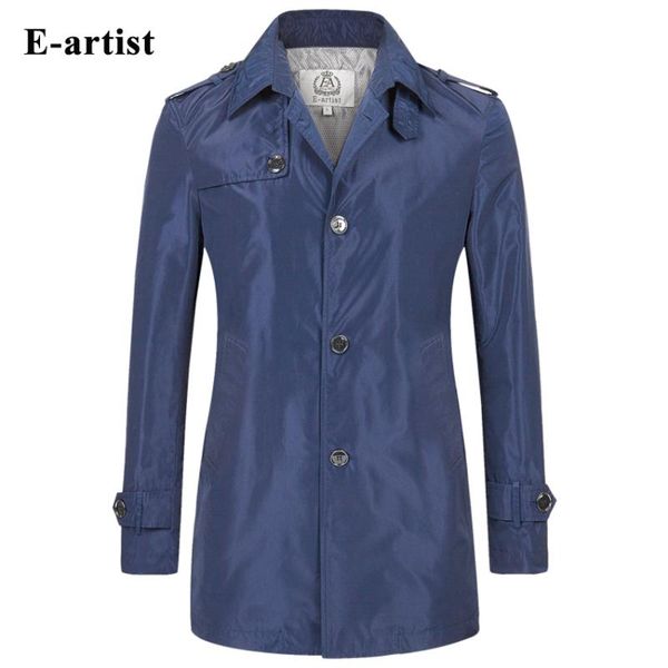 

e-artist long trench coat mens slim fit casual windbreaker jackets outerwear overcoats for spring plus size 5xl f06, Tan;black
