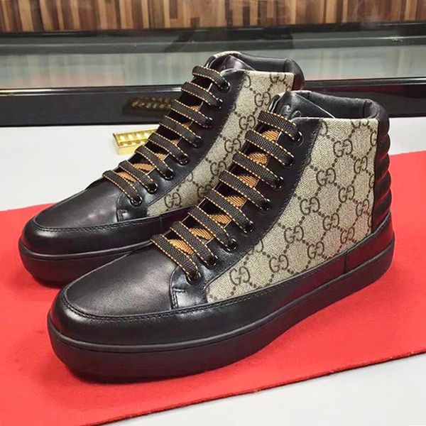 

mens high sneaker luxury mens shoes fashion classic comfortable footwears lace -up plus size casual vintage men shoes zapatos de hombre, Black