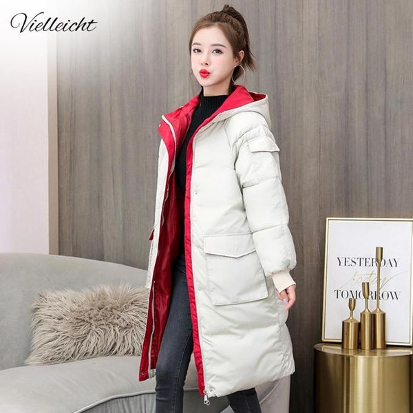 

vielleicht 2020 new winter coat women plus size windproof long women parkas stylish hooded thick winter women's jacket coat, Black