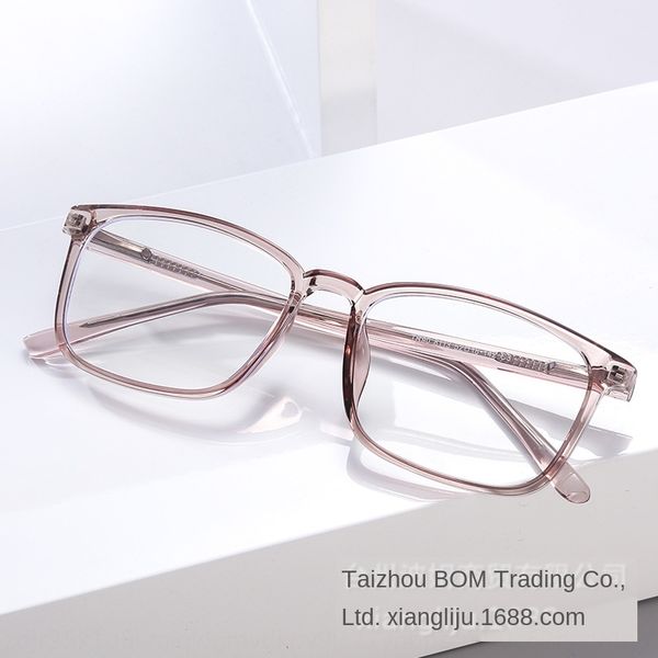 

new tr90 transparent plain anti-blue plug-in legs glasses artistic square frame glasses frame myopia, Silver