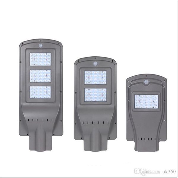 

led solar street lights 60w 40w 20w 30 85-100lm lamp all-in-one waterproof outdoor panel abs pir motion sensor light