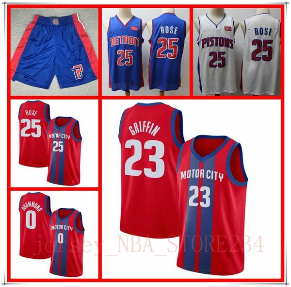 

detroi tpistons nba 33 grant hill basketball jerseys 23 blake griffin derrick rose 25 swingman 40 laimbeer new hot, Black;red