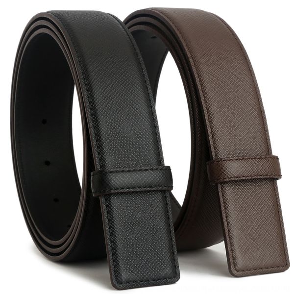

nksur 3.4cm perforated 3.4cm porous double-sided layer cowhide smooth plate bu double-sided layer cowhide smooth buckle strip plate, Black;brown