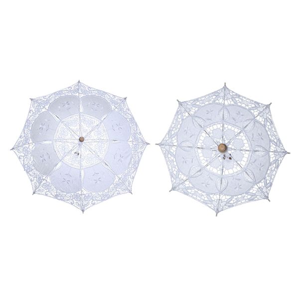 

2xfloral parasol umbrella decoration wedding bride handmade pgraphy prop, White